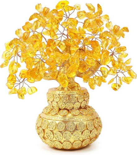 Miniatura 12 de Árbol de dinero de Feng Shui para oficina, mesa de hogar, decoración de Feng Shui, árbol de dinero de cristal para riqueza y buena suerte