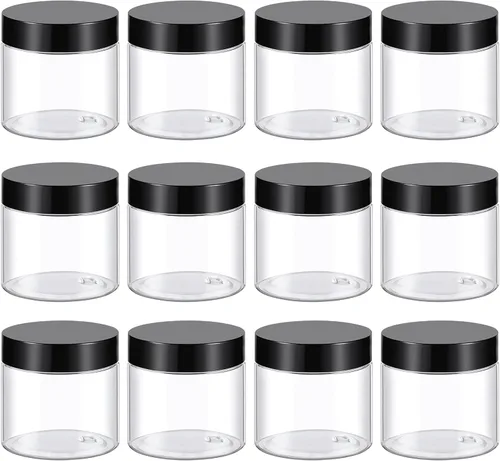 Miniatura 9 de TUZAZO Tarros de plástico de 8 onzas con tapas sin BPA, recipientes vacíos redondos transparentes para cosméticos, tarros de plástico para loción