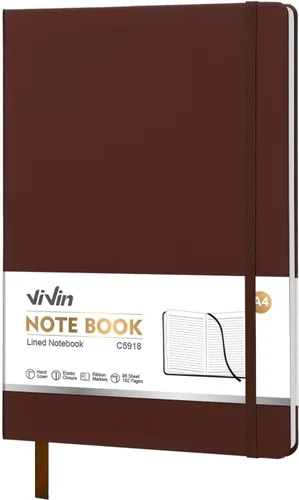 Miniatura 8 de ViVin Cuaderno A4 con rayas universitarias para el trabajo, diario de tapa dura de cuero de 8.5 x 11 pulgadas, 192 páginas, cuaderno rayado