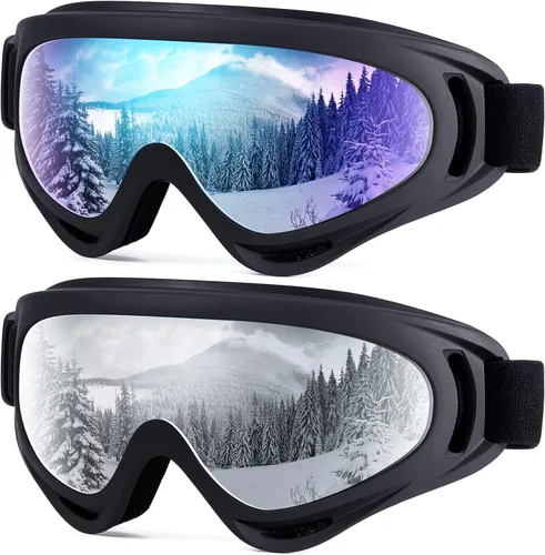 Miniatura 10 de Dizywiee Paquete de 2 gafas de esquí para niños, gafas de snowboard para adultos, jóvenes, adolescentes, niños y niñas, gafas de deportes de nieve