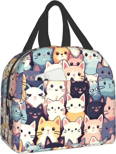 Miniatura 21 de Nerxy Lonchera a cuadros de búfalo azul, moderna, 8 x 5 x 8.5 pulgadas, suave bolsa de almuerzo para mujeres, niños, adultos, trabajo, escuela