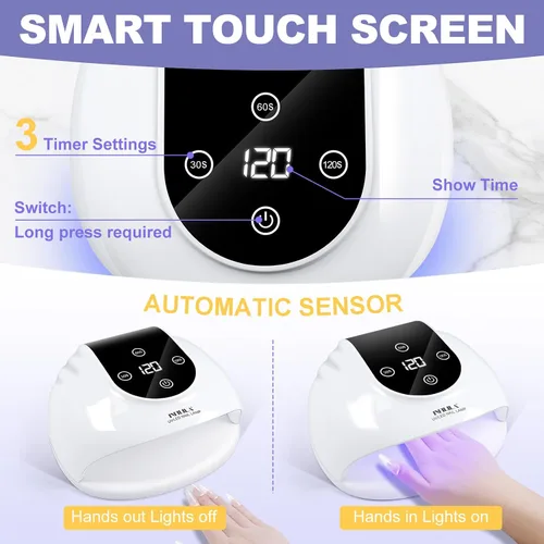 Miniatura 6 de NXJ INFILILA Luz UV de uñas de gel de 268 W, luz UV más rápida para uñas de gel, secador profesional de uñas de curado con flash con 66 cuentas