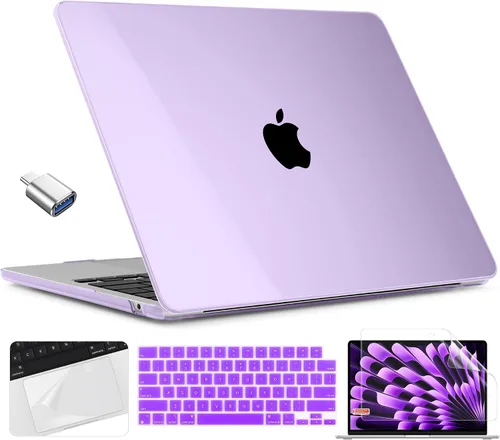 Miniatura 23 de TWOLSKOO Compatible con funda para MacBook Air M4 de 15 pulgadas versión 2025-2023 M4 A3241 M3 A3114 M2 A2941, carcasa rígida de plástico y Cristal