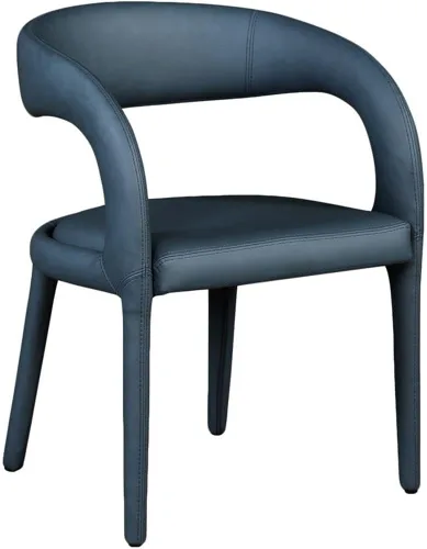 Miniatura 10 de Meridian Furniture 987Black-C Sylvester Collection Modern Silla de comedor tapizada de cuero vegano contemporáneo con respaldo redondeado, 23.5