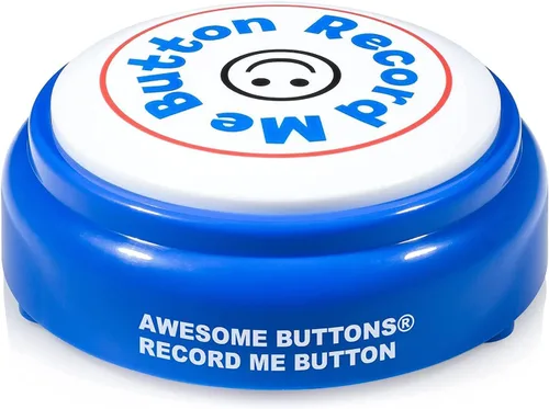 Miniatura 6 de Botón Record Me: diseño único y alegre grabable con micrófono integrado, reproduce tu propio mensaje personalizado en cualquier momento (azul)