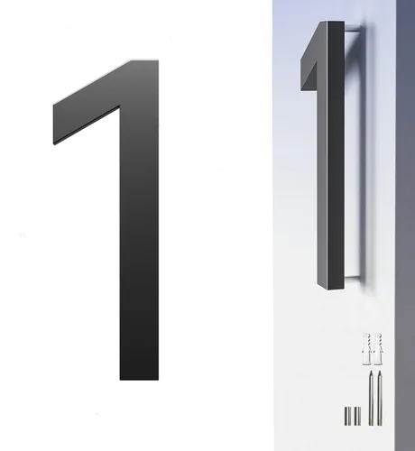 Miniatura 15 de Números de Casa para Exterior Número de Dirección - 7 Pulgadas Número de Casa Moderno de Metal Negro 6, Números de Puerta Flotantes Grandes 3D