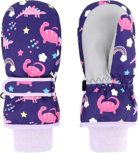 Miniatura 7 de Duoyeree Guantes impermeables para niños y niñas, con forro polar, para invierno, nieve, esquí, aislamiento grueso para clima frío