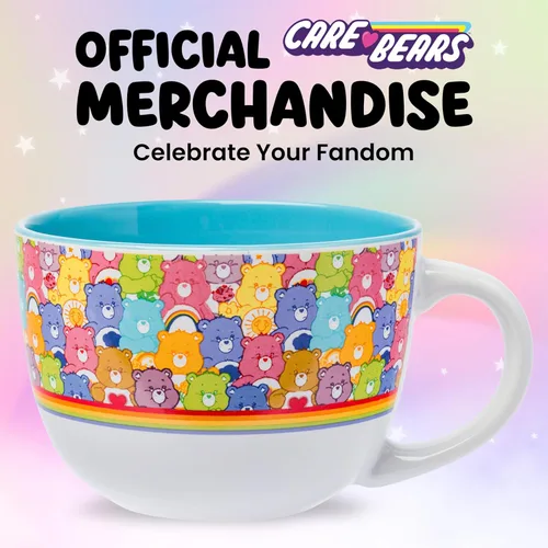 Miniatura 6 de Silver Buffalo Care Bears con Oso Dormiloncito, Tiernosito, Divertiosito, Alegrosita, Suertosito y Más Taza de Sopa Cerámica, 709 ml