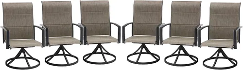 Miniatura 54 de VICLLAX Juego de 2 sillas de comedor giratorias para patio, sillas de exterior de tela de malla de textileno acolchada con reposabrazos para porche