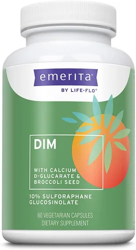 Emerita by Life-flo Suplemento DIM, apoyo equilibrante para mujeres con 100 mg DIM Plus D-glucarato de calcio y extracto de semilla de brócoli,