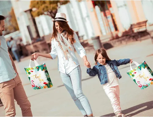 Miniatura 6 de Weewooday 100 bolsas de plástico con asa de lazo suave para tiendas minoristas, boutiques, recuerdos de fiesta, bodas, duchas, bolsas de regalo