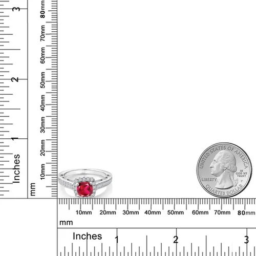 Miniatura 109 de Gem Stone King Anillo de compromiso de plata de ley 925 de 0.236 in con piedra natal y zafiro blanco creado con acento Anillo de compromiso
