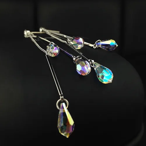 Miniatura 4 de SBLING Pendientes de lágrima con cambio de color chapado en platino hechos con cristales austriacos de Aurora Borealis