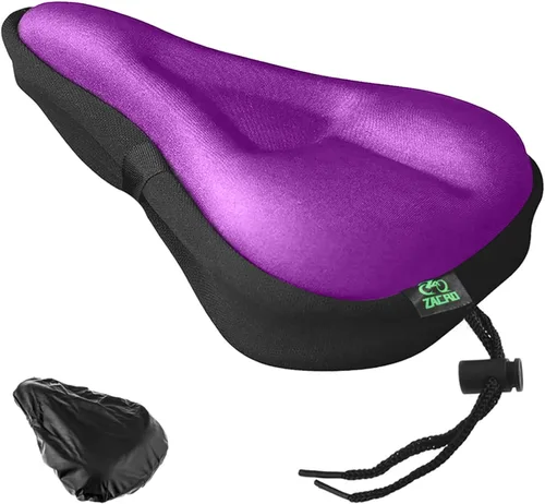 Miniatura 11 de Zacro Cojín de asiento de bicicleta, funda acolchada de gel para asiento de bicicleta para hombres y mujeres, cómodo, asiento de bicicleta Rosa