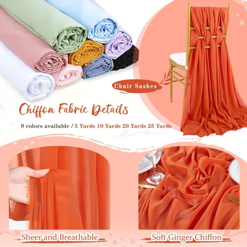 Miniatura 4 de The Yard, tela de gasa naranja quemada de 10 yardas, 58 pulgadas de ancho, elegante tela de gasa transparente para disfraces de boda, costura