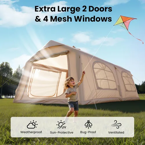 Miniatura 3 de Inflatable Tents for Camping, Blow Up Tent with Hand Pump, Easy Setup Inflatable Hot Tent with Stove Jack, Waterproof Oxford Air Glamping Tents for