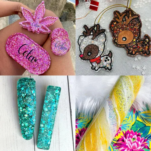 Miniatura 7 de Mezcla de purpurina gruesa y fina multicolor, 36 colores de lentejuelas gruesas y mezcla de polvo - Copos iridiscentes de purpurina cosmética