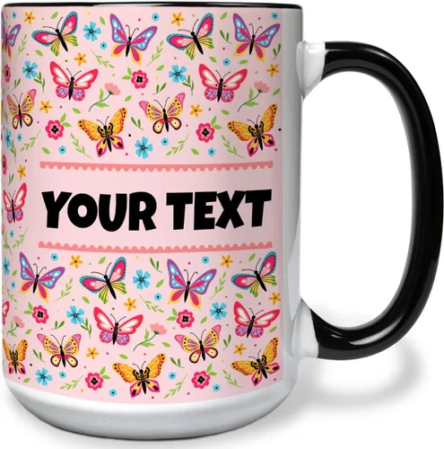 Miniatura 26 de Taza personalizada para niños – Mariposas – Nombre/texto personalizado, chocolate caliente de cerámica, cacao/taza de café para niñas, regalo