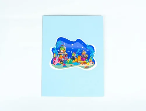 Miniatura 3 de ETA Tarjeta desplegable 3D Ocean World, tarjeta de cumpleaños de arrecifes de coral para entusiastas del buceo, regalo del día del padre, H08