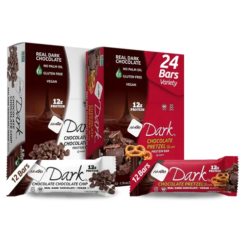 Miniatura 12 de NuGo Dark, caja variada de muestra, barra de proteínas veganas de 0.47-0.31 onzas, sin gluten, 12 CT