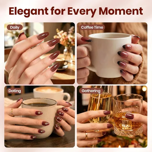 Miniatura 5 de Beetles - Esmalte de uñas de gel marrón y rojo – Esmalte de uñas en gel rosa ladrillo de 0.5 onzas líquidas, esmalte de uñas translúcido color caoba