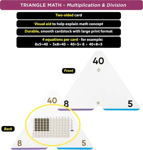 Miniatura 6 de Tarjetas Flash de matemáticas galardonadas – 711 hechos de multiplicación y división (0–12) – Tarjetas jumbo (8 cm x 13,2 cm), ayudas visuales, 2