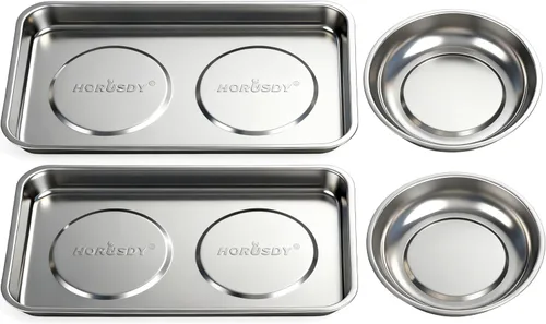 Miniatura 11 de HORUSDY Bandeja magnética 3 piezas Bandeja magnética redonda para piezas Bandeja magnética de 3 pulgadas, 4 pulgadas y 6 pulgadas