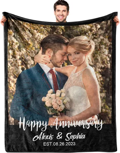 Miniatura 12 de Manta personalizada con imagen, manta de forro polar Sherpa personalizada, manta gruesa y cálida de felpa, personalizada para pareja, novia, novio