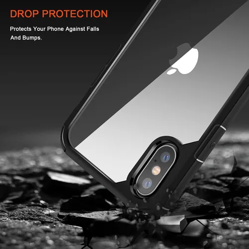 Miniatura 3 de TENDLIN Compatible con iPhone Xs Case/iPhone X Case Crystal Clear Hard Back Soft Bumper Funda protectora (negro)