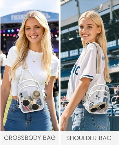 Miniatura 2 de HULISEN Bolso bandolera transparente para eventos de estadio, bolso transparente para mujeres, bolso cruzado aprobado por estadios para fanáticos