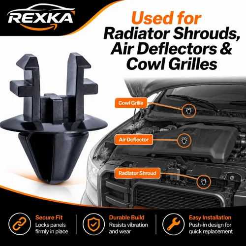 Miniatura 4 de Rexka 20 piezas de clip de retención de rejilla de deflector de aire para cubierta de radiador W708771-S300 compatible con Ford Expedition F-150