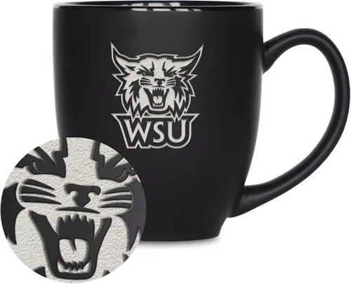 Miniatura 120 de Rico Industries - Taza de cerámica mate negra con grabado láser estándar de 15oz para NCAA (escuelas T & U) - Para bebidas calientes o frías