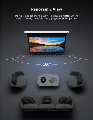 Miniatura 3 de VIVIDSTORM - Pantalla de proyector, delgada eléctrica tensada con pestañas desplegable, con pantalla de cine blanca, techo y pared de carcasa
