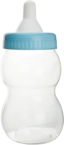 FIREFLY IMPORTS Jumbo Milk Baby Bottle Coin Bank Contenedor de plástico Baby Shower Game Favor, 13 pulgadas, azul bebé claro Azul claro