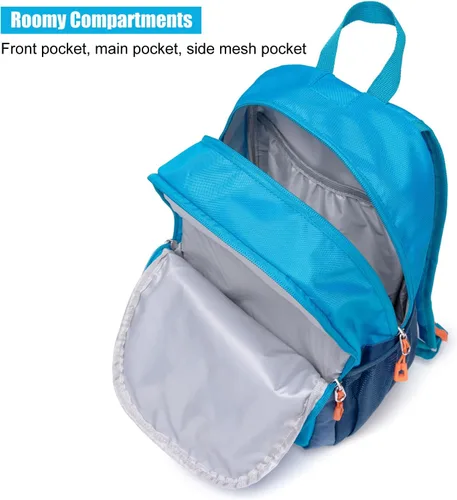 Miniatura 4 de Mochila pequeña de senderismo para niños o niñas, de 3 a 6 años, apta para aventuras deportivas al aire libre (azul, S)