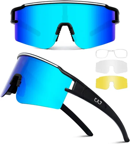 Miniatura 8 de SPOSUNE Gafas de ciclismo polarizadas con 3 lentes intercambiables para mujeres y hombres, TR90 gafas de sol deportivas para correr y béisbol 3