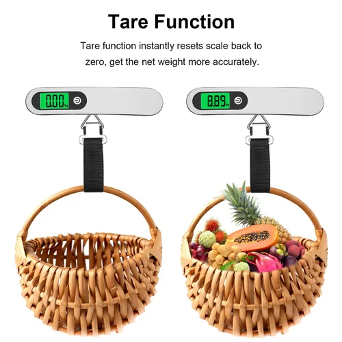 Miniatura 6 de Raabiko Báscula digital de equipaje (paquete de 2), báscula digital de equipaje de mano con capacidad de 110 libras, batería incluida, plata satinada