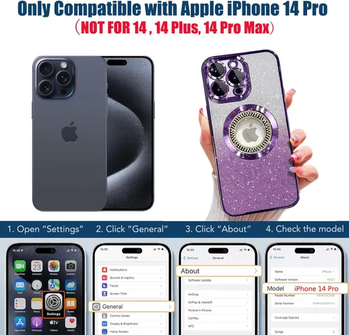 Miniatura 342 de Misscase Funda magnética con purpurina para iPhone 11 compatible con MagSafe, protección completa, delgada, a prueba de golpes, antiarañazos