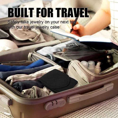 Miniatura 8 de emissary Organizador pequeño de viaje para joyas, para collares, aretes, anillos, pulseras, almacenamiento de joyas, almacenamiento de aretes