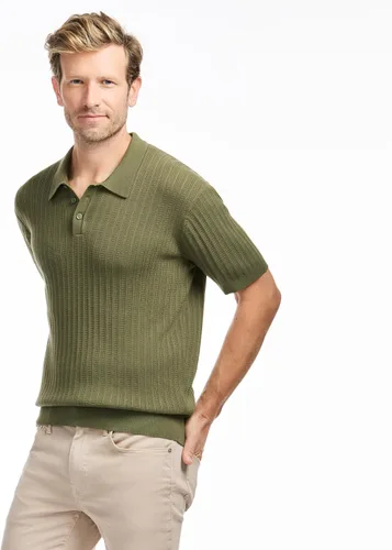 Miniatura 2 de SAKS Fifth Avenue Polo de punto acanalado con textura vertical de manga corta para hombre