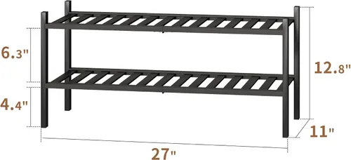 Miniatura 2 de Zapatero de bambú apilable para zapatos, organizador de almacenamiento para unidad, entrada, pasillo y armario, estante resistente independiente