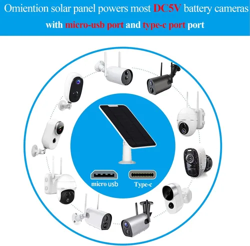 Miniatura 2 de Panel solar mejorado de 5 V 6 W para cámara de seguridad, compatible con Eufycam 2C/2C Pro/2/2 Pro/E20/E40/E, fuente de alimentación continua
