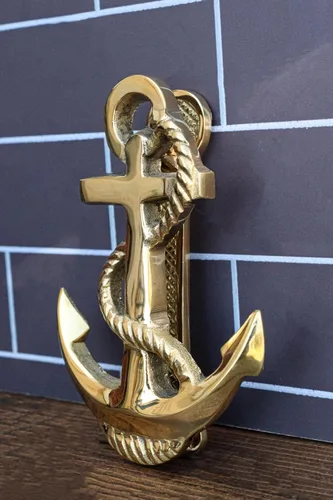 Miniatura 8 de Ebros Gift Escultura de metal de latón dorado marino náutico marinero ancla puerta de la alabanza con placa llamativa integrada 5.5 pulgadas