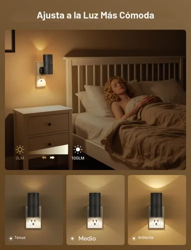 Miniatura 3 de Likelgn Luz nocturna enchufable a la pared, paquete de 2 luces LED regulables con sensor de atardecer a amanecer, brillo blanco suave, para pasillo