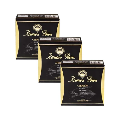Ramon Pena Calamares enlatados en tinta | 6/8 chipirones por lata | 3 latas de 4.59 oz