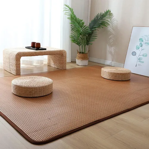 QQXX Tapete de tatami japonés, de ratán natural, antideslizante, transpirable, plegable de verano, tapete para dormir, para interiores, sala de F