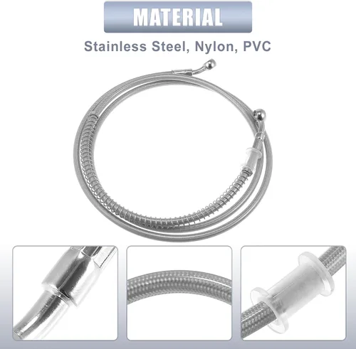 Miniatura 5 de Motoforti 66.93 pulgadas de longitud 0.394 in ID motocicleta línea de freno hidráulico tubo de manguera de aceite de acero inoxidable trenzado cable