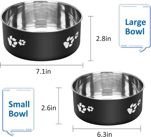 Miniatura 2 de Cuencos de agua para perreras antiderrames, paquete de 2 cuencos de acero inoxidable para comida y agua para jaula de perrera, cuencos colgantes