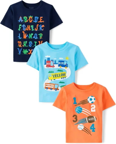 Miniatura 13 de The Children's Place Paquete de 3 camisetas gráficas de manga corta para bebé niña pequeña