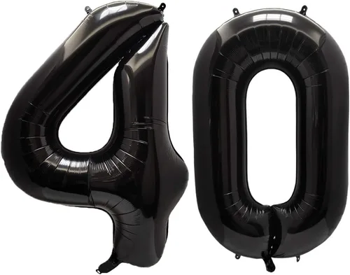 Miniatura 48 de AULE Globos grandes de 40 pulgadas, número 0, negros, grandes, de papel de aluminio, globos de número de helio 0-9, gigantes, jumbo, felices